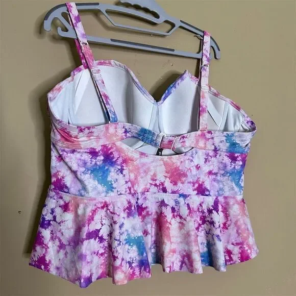 Torrid Women's Plus Size Tie-Dye Tankini Top Peplum Style Size 3X - Picture 6 of 11